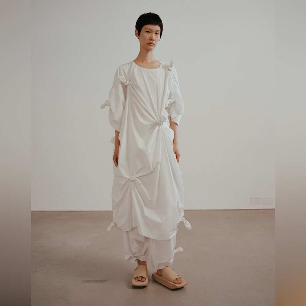 NWT Lauren Manoogian Spring 2023 Knots Dress Eggshell White